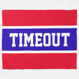 おもしろい赤白王室の青ストライプ色「TIMEOUT」 フリースブランケット