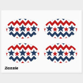 おもしろい赤白青シボロンの星とストライプ 楕円形シール (シート)