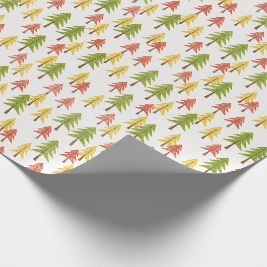 おもしろい赤緑黄抽象芸術松の木のパターン ラッピングペーパー (角)