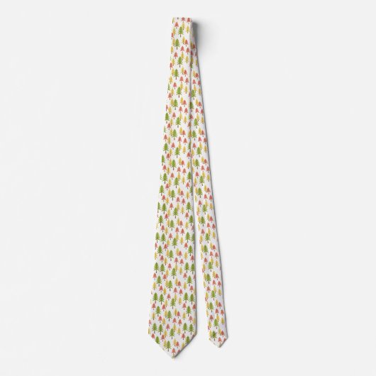 おもしろい赤緑黄色抽象芸術松の木のパターン ネクタイ (正面)