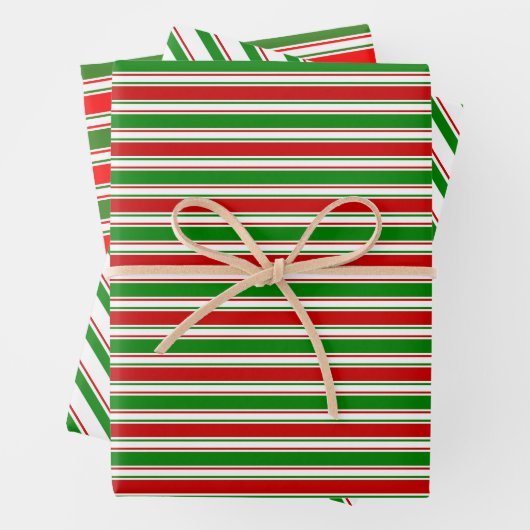 おもしろい赤、白、緑のクリスマスをテーマにしたライン ラッピングペーパーシート (インサイチュ)
