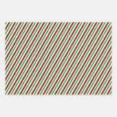 おもしろい赤、白、緑のクリスマスをテーマストライプの ラッピングペーパーシート (正面)