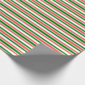 おもしろい赤、白、緑の線のパターンのラッピング紙 ラッピングペーパー (角)