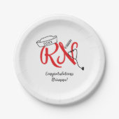 おもしろい赤RN卒業パーティーの装飾 ペーパープレート (正面)