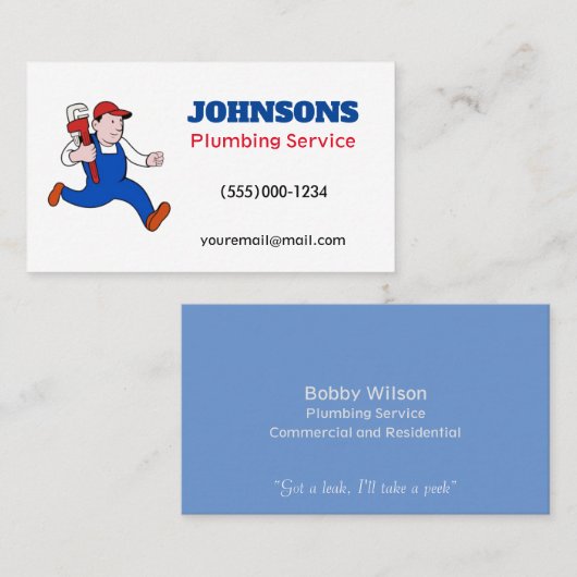 おもしろい走の配管工事請負業者の配管工事 名刺 (正面/裏面)