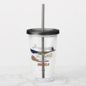 おもしろい走り鳥イラストレーション アクリルタンブラー (正面)