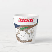 おもしろい走り鳥イラストレーション カフェラテマグ (正面)