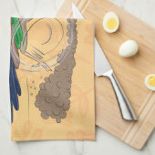 おもしろい走り鳥イラストレーション キッチンタオル (四つ折り)