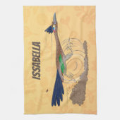 おもしろい走り鳥イラストレーション キッチンタオル (縦)