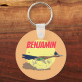 おもしろい走り鳥イラストレーション キーホルダー (正面)