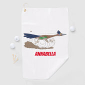 おもしろい走り鳥イラストレーション ゴルフタオル (インサイチュ)