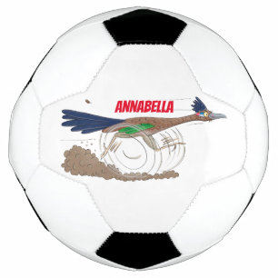 おもしろい走り鳥イラストレーション サッカーボール