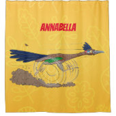 おもしろい走り鳥イラストレーション シャワーカーテン (正面)