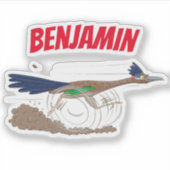 おもしろい走り鳥イラストレーション シール (正面)