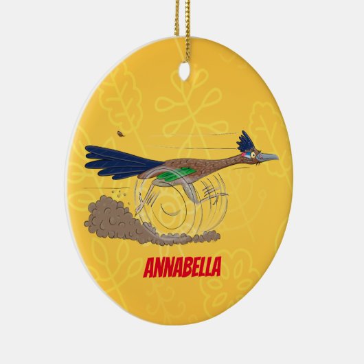 おもしろい走り鳥イラストレーション セラミックオーナメント (右)