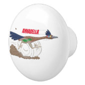 おもしろい走り鳥イラストレーション セラミックノブ (右)