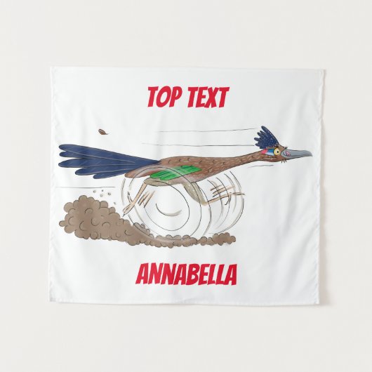 おもしろい走り鳥イラストレーション タペストリー (正面(横))