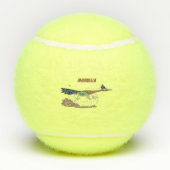 おもしろい走り鳥イラストレーション テニスボール (裏面)