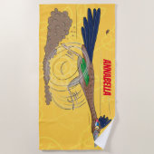 おもしろい走り鳥イラストレーション ビーチタオル (正面)