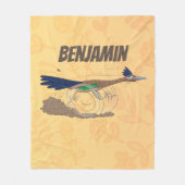 おもしろい走り鳥イラストレーション フリースブランケット (正面)