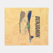 おもしろい走り鳥イラストレーション フリースブランケット (正面(横))