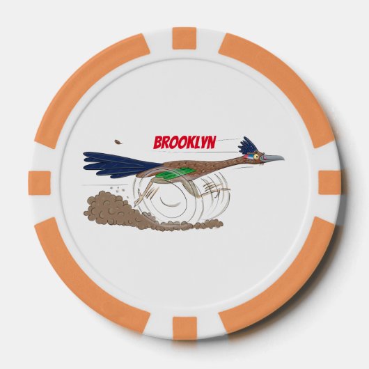おもしろい走り鳥イラストレーション ポーカーチップ (正面)