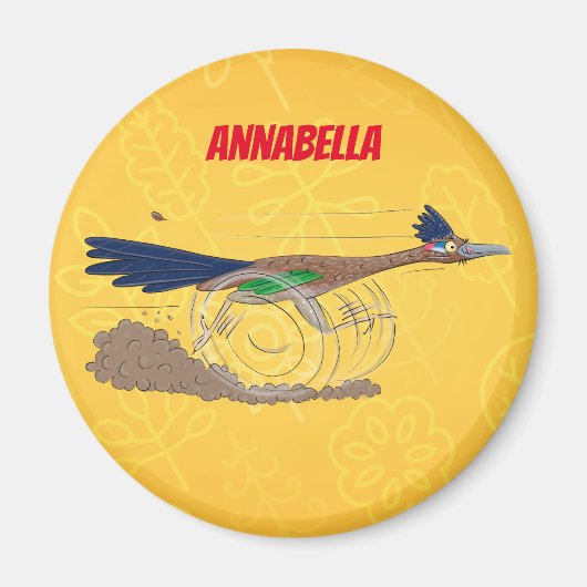 おもしろい走り鳥イラストレーション マグネット (正面)