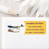 おもしろい走り鳥イラストレーション ラベル (インサイチュ)