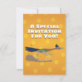 おもしろい走り鳥イラストレーション 招待状 (裏面)