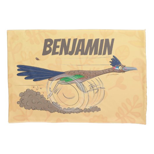 おもしろい走り鳥イラストレーション 枕カバー (正面)