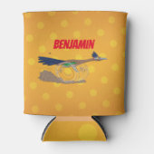 おもしろい走り鳥イラストレーション 缶クーラー (正面)