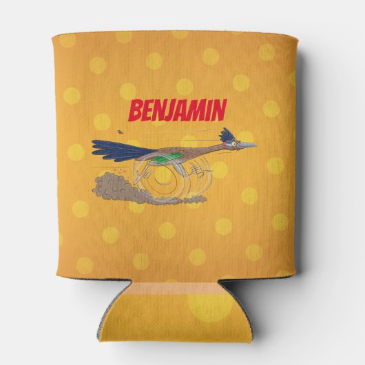 おもしろい走り鳥イラストレーション 缶クーラー (裏面)