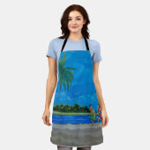 おもしろい走オールオーバープリント エプロン (着用した状態)