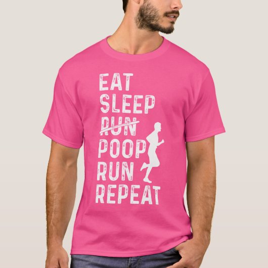 おもしろい走走Sのランナー食べウンチを繰り返走し繰り返す Tシャツ (正面)