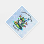 おもしろい踊りカエルパーソナライズされた誕生日 スタンダードランチョンナプキン (角)