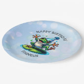 おもしろい踊りカエルパーソナライズされた誕生日 ペーパープレート (アングル)