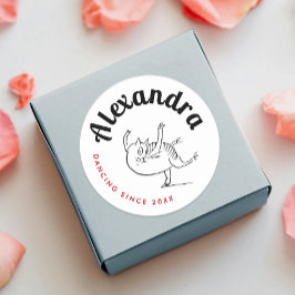 おもしろい踊りキャット赤と白エドワードリアクラシックル ラウンドシール