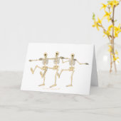 おもしろい踊りスケルトンハロウィーンマンガ カード (黄色い花)