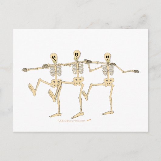 おもしろい踊りスケルトンハロウィーンマンガ ポストカード (正面)