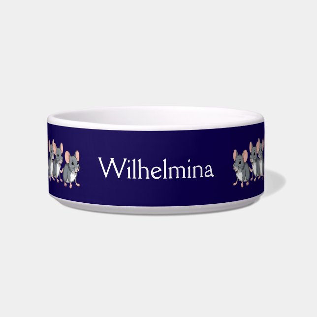 おもしろい踊りネズミパーソナライズされたキャットフード ボウル (正面)