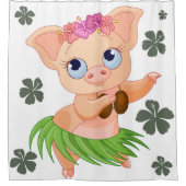 おもしろい踊りハワイアン白地 シャワーカーテン (正面)