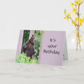 おもしろい踊りベア誕生日動物ユーモア カード (黄色い花)