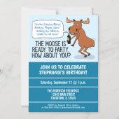 おもしろい踊りムース誕生日パーティー マグネット招待状 (正面)