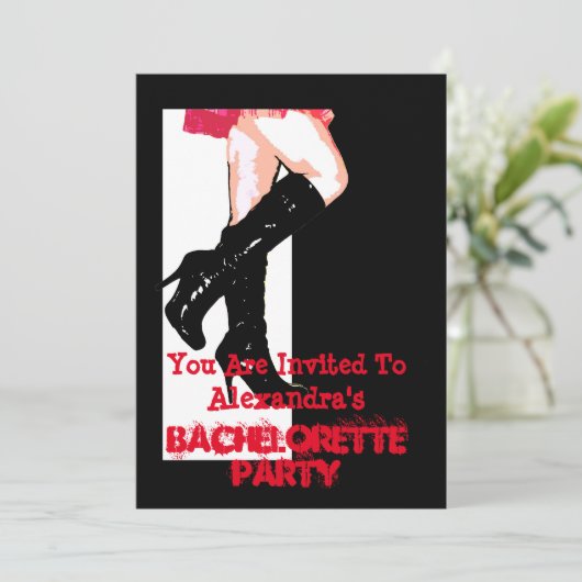 おもしろい踊り女のパーソナライズされた子バチェロレッテ 招待状 (スタンド正面)