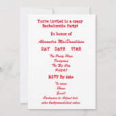 おもしろい踊り女のパーソナライズされた子バチェロレッテ 招待状 (裏面)