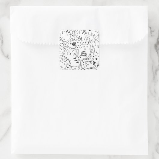 おもしろい踊り猫の猫柄 スクエアシール (バッグ)