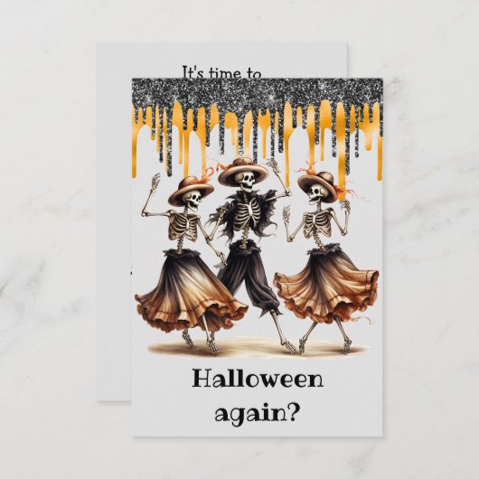 おもしろい踊り骨格ハローウィンパーティ 招待状 (正面/裏面)