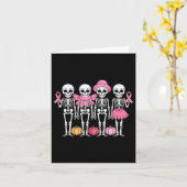 おもしろい踊り骨格ピンクリボン乳がん カード (黄色い花)