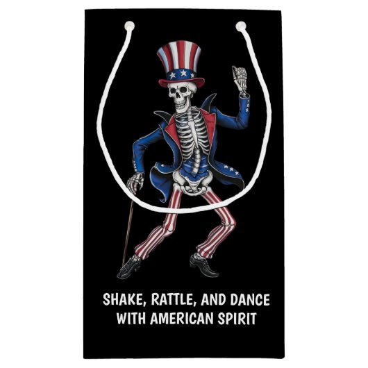 おもしろい踊り骨格 スモールペーパーバッグ (裏面)