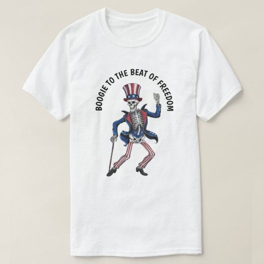 おもしろい踊り骨格 Tシャツ (デザイン正面)